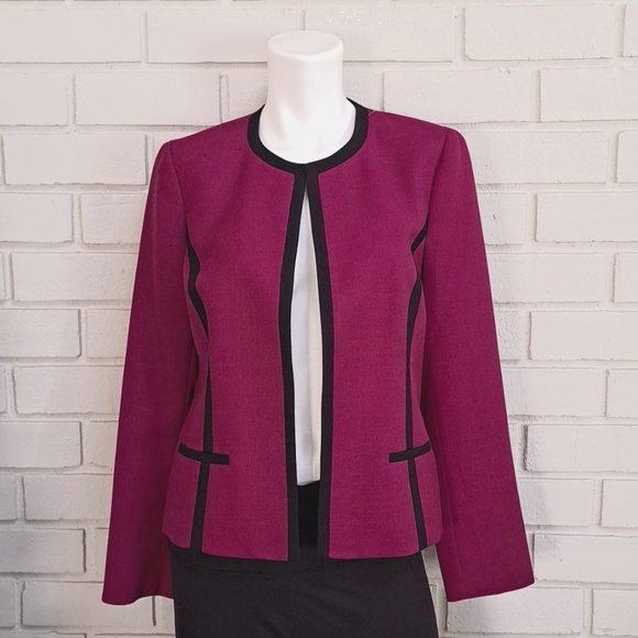 Evan Picone Fucia/Black Open Front Lined Blazer. Size 6 NWOT - Picture 3 of 10